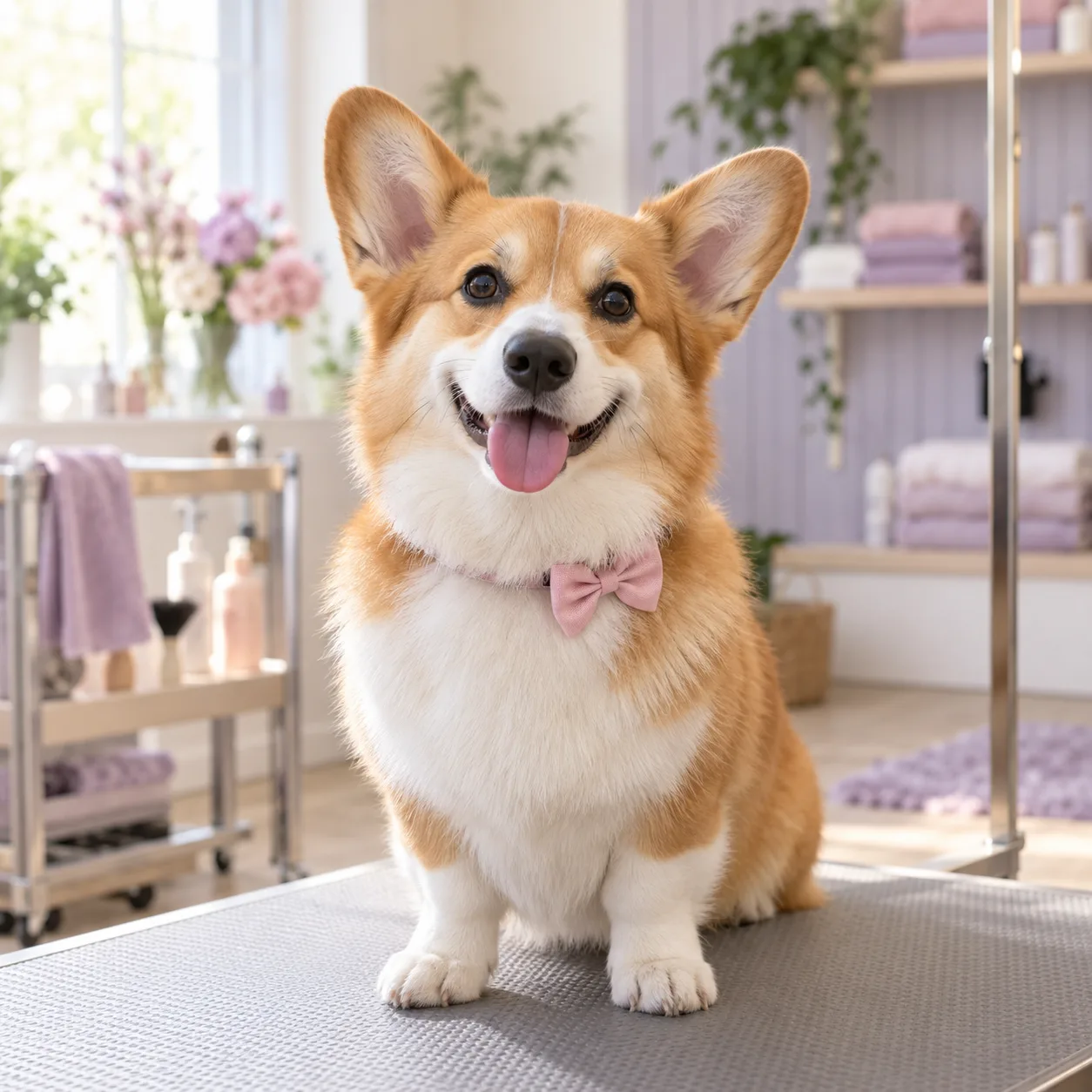 corgi in a bow