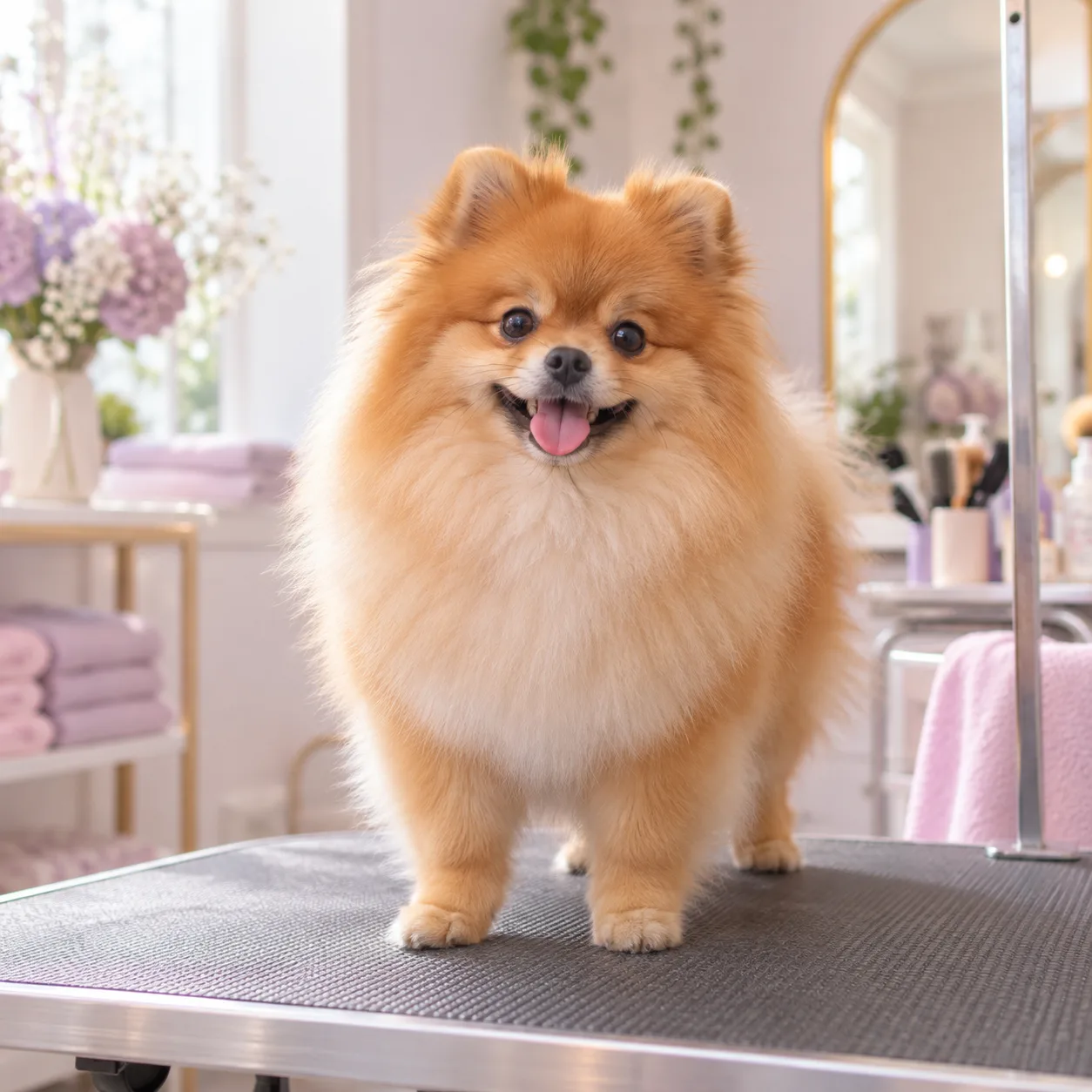 fluffy pomeranian after a blow dry