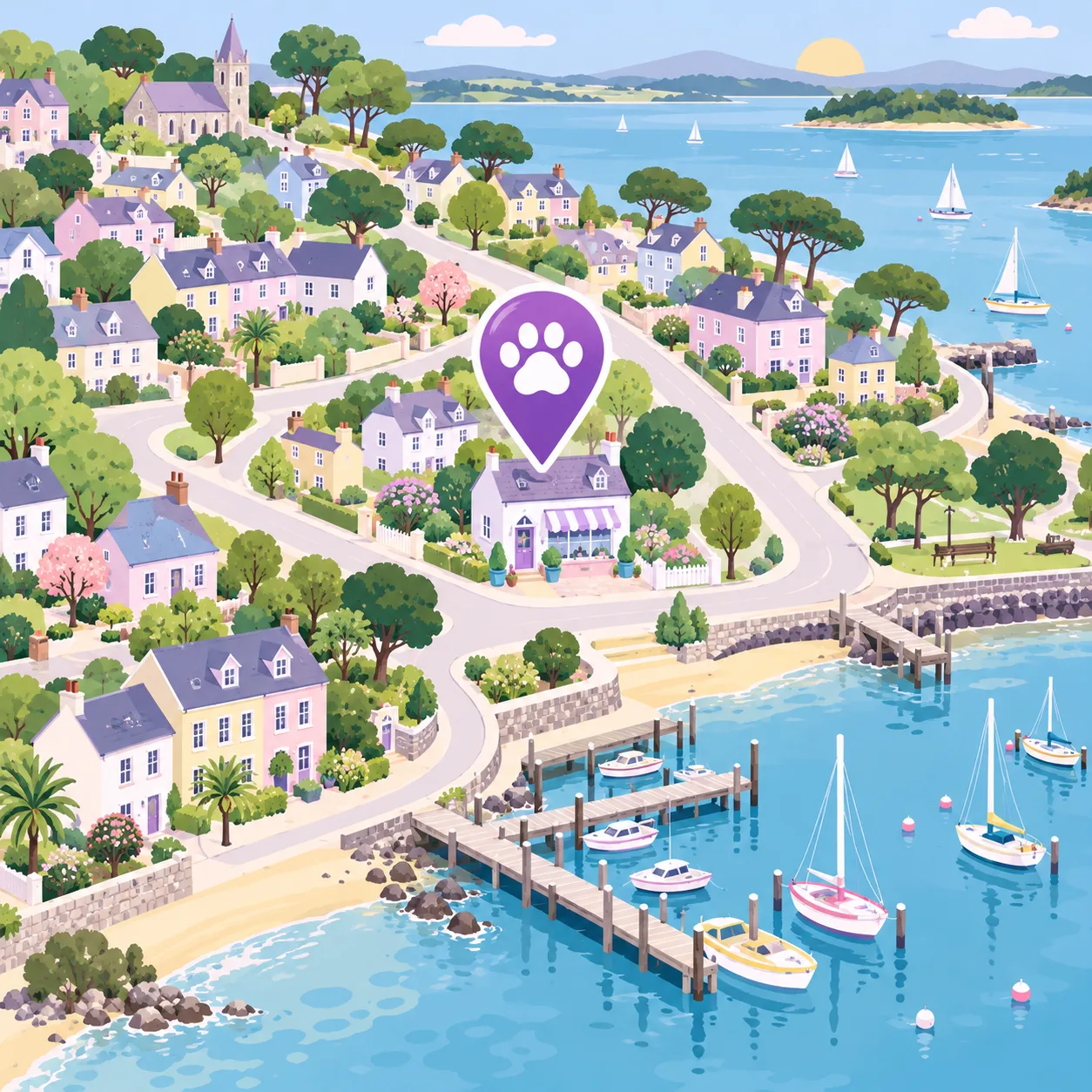 Illustrated demo studio location map; not for navigation