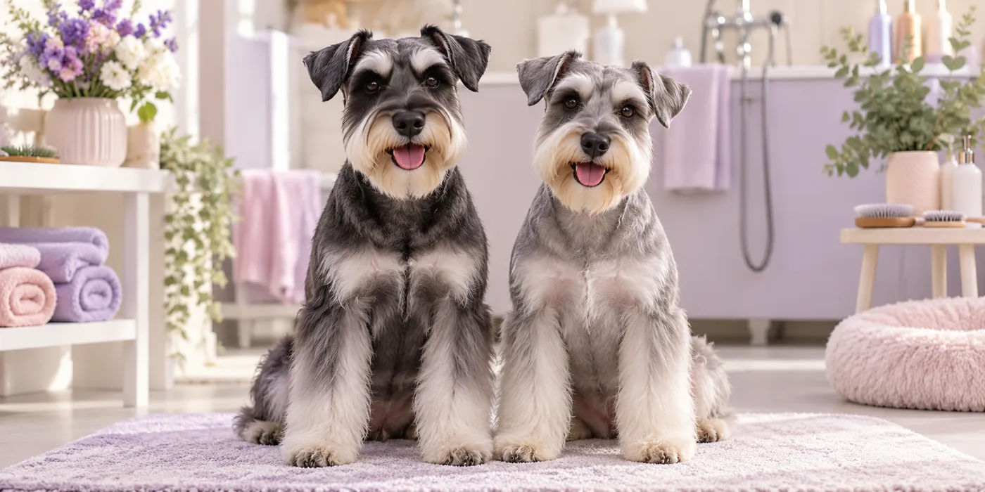 two schnauzers side by side